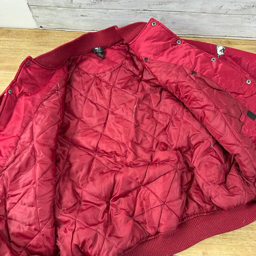 Arkansas Razorbacks Starter Jacket Mens Medium Red Satin Bomber NCAA SEC &nbsp;
