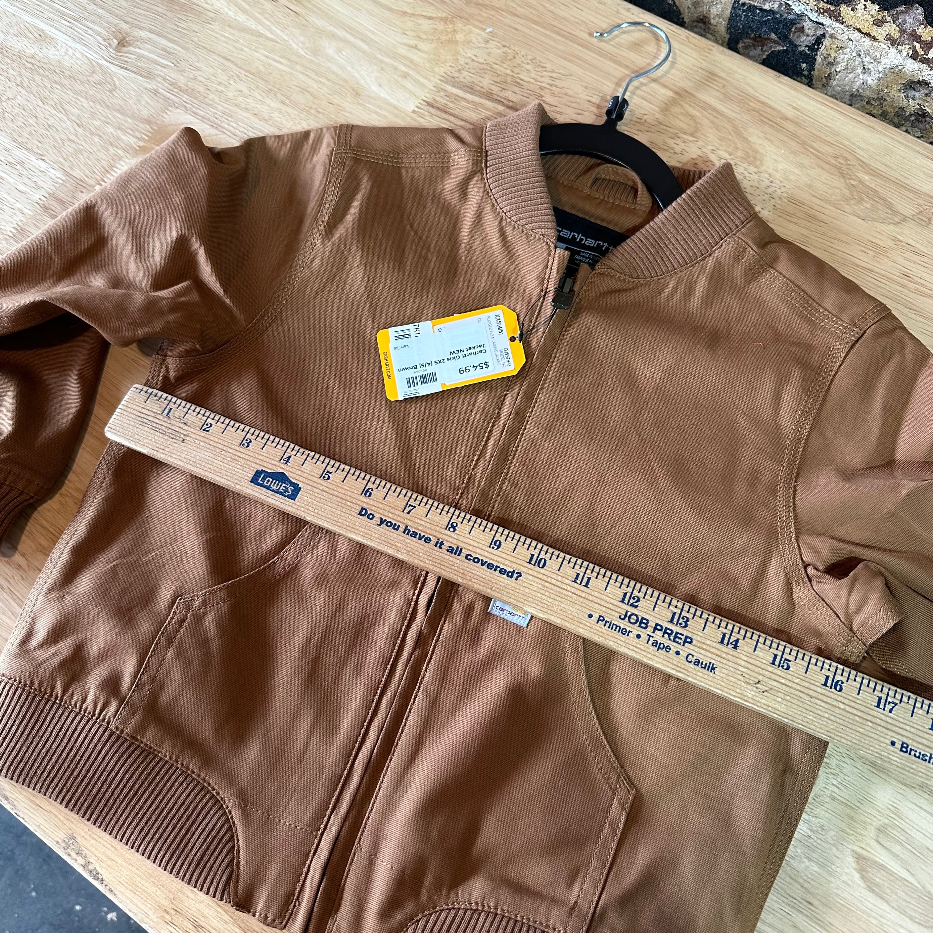 Carhartt Jacket Youth Girls XXS (4-5) Rugged Flex Canvas Bomber Coat NEW Brown