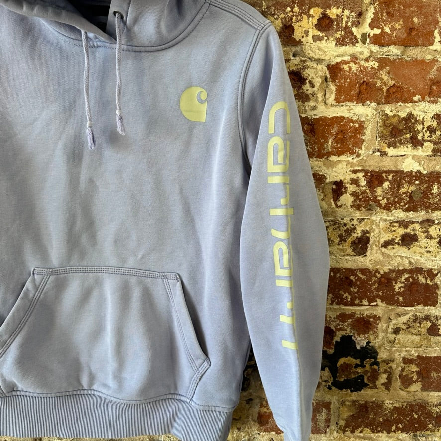 Carhartt Womens XS Purple Hoodie Casual Sleeve Spellout midweight