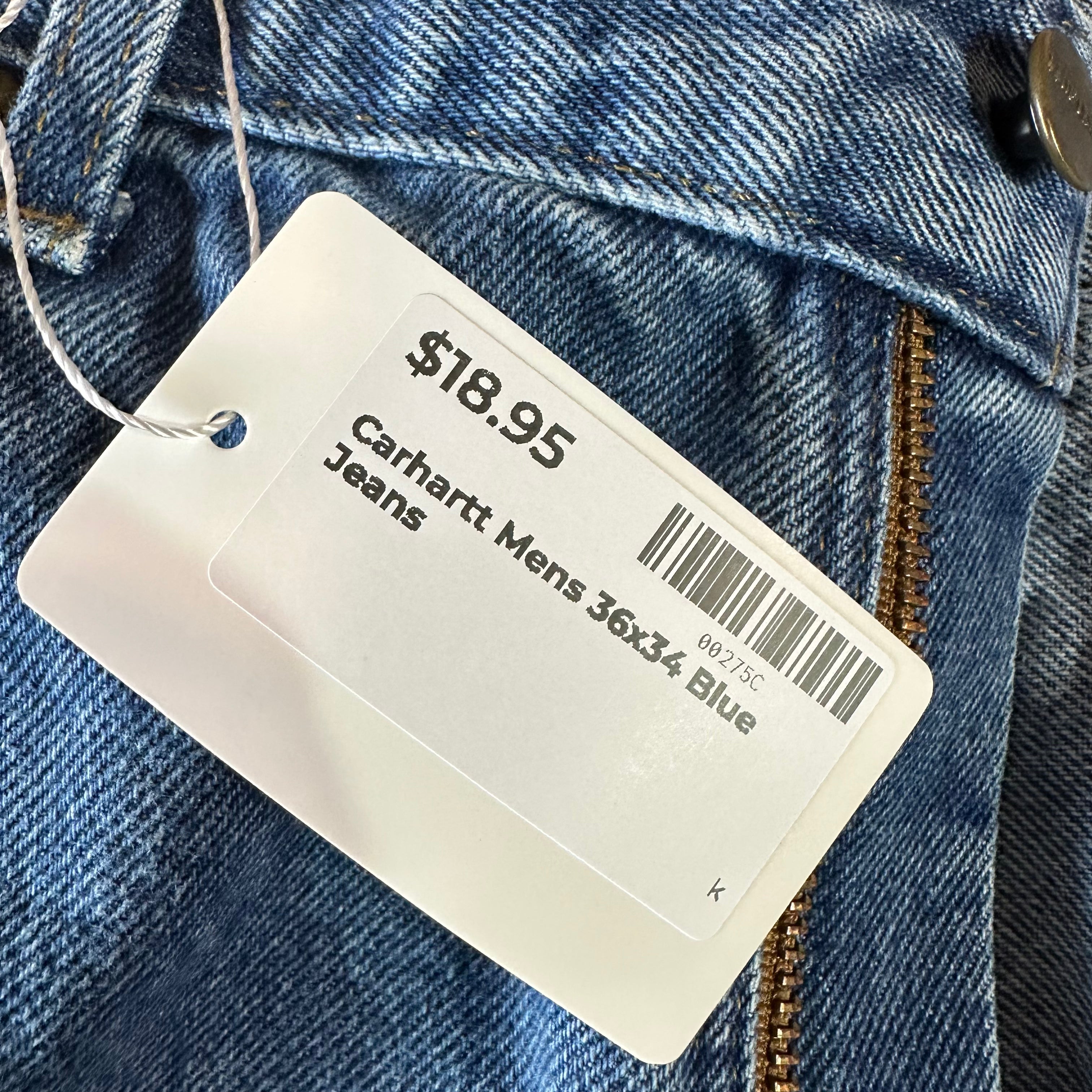 Carhartt Mens 36x34 Blue Jeans