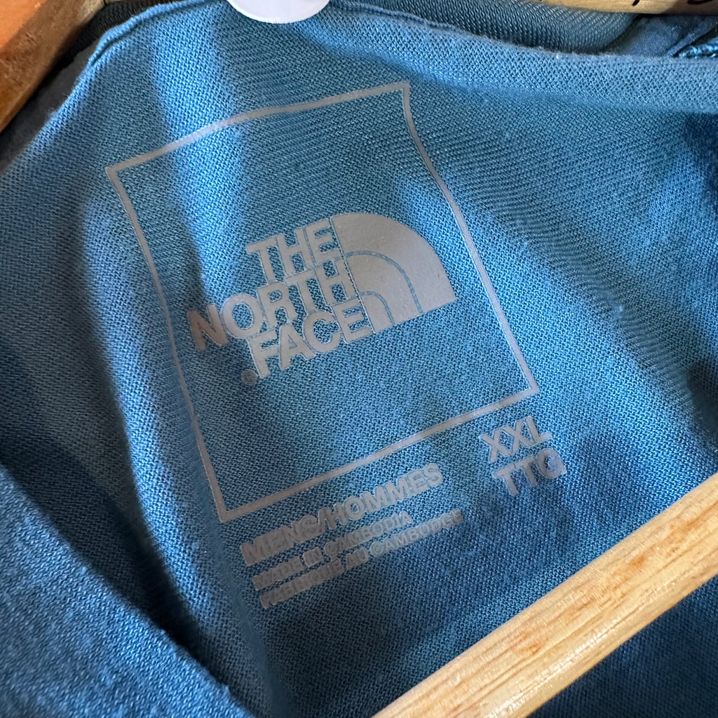 North Face Shirt Mens XXL Blue Hiking Hike Long Sleeve T Shirt 1/4 zip