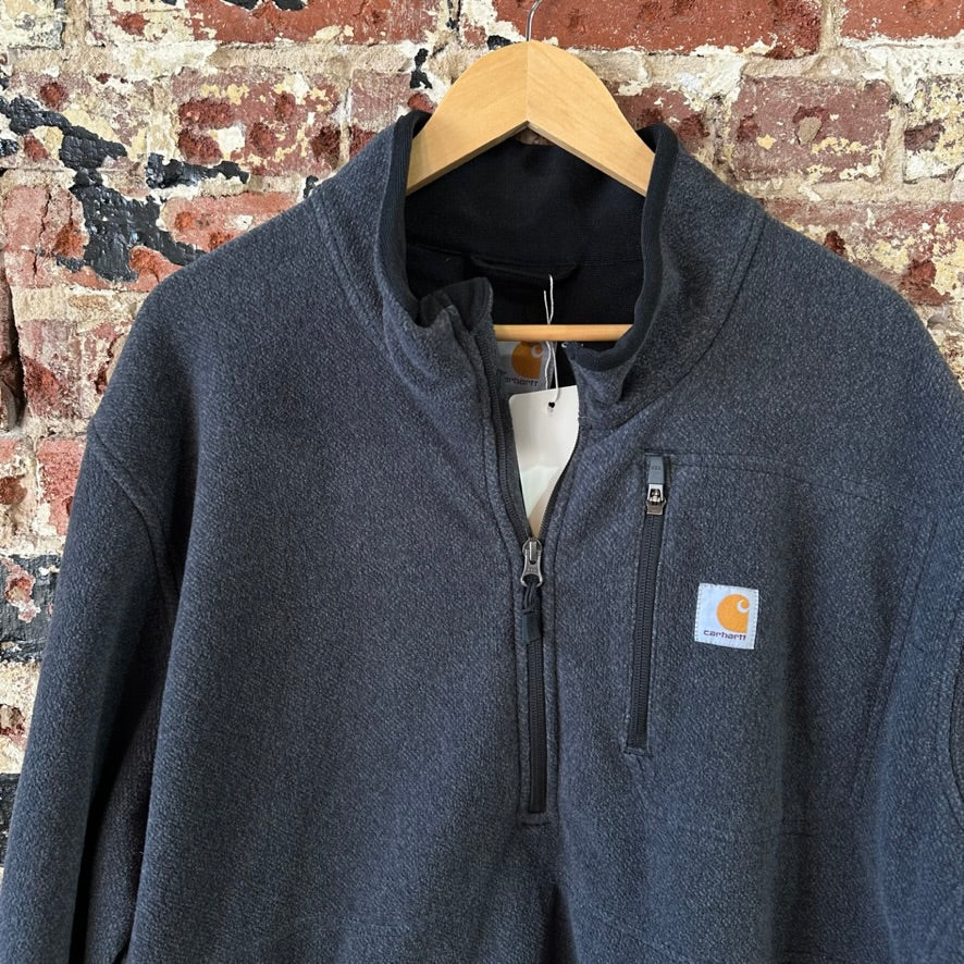 Carhartt Sweatshirt Mens 2XL Gray Quarter Zip Pullover Fleece Pockets