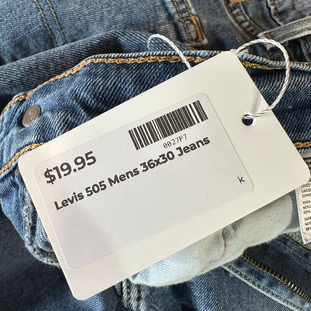 Levi's 505 Mens 36x30 Blue Jeans