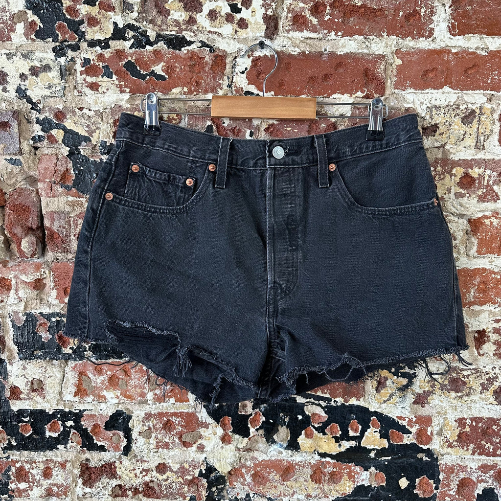 Levi's Cut Off Denim Black Jean Shorts Womens 31 Distressed- 32x2.5"