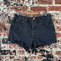 Levi's Cut Off Denim Black Jean Shorts Womens 31 Distressed- 32x2.5"