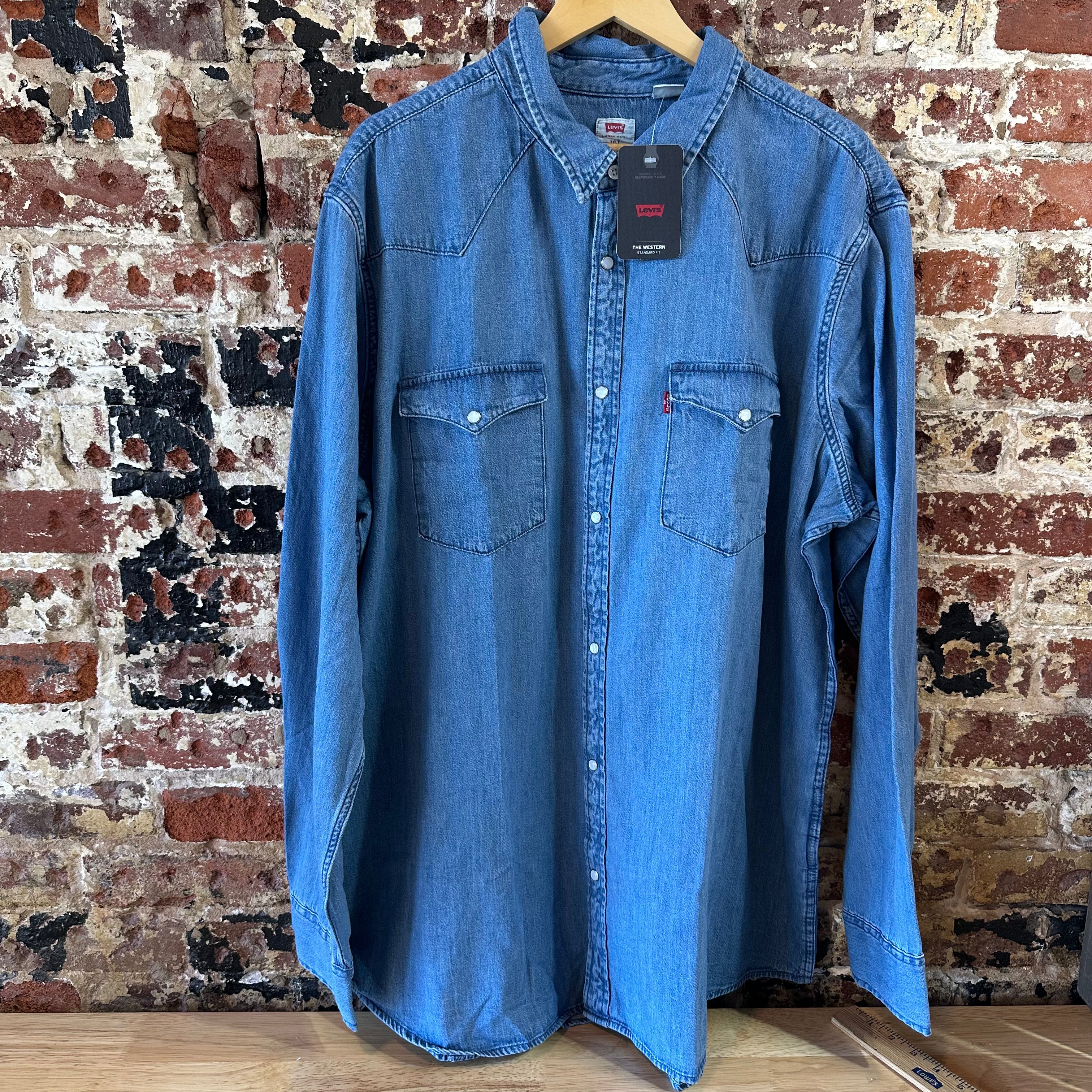 Levi's Mens 3XL Tall Pearl Snap Western Jean Shirt NEW