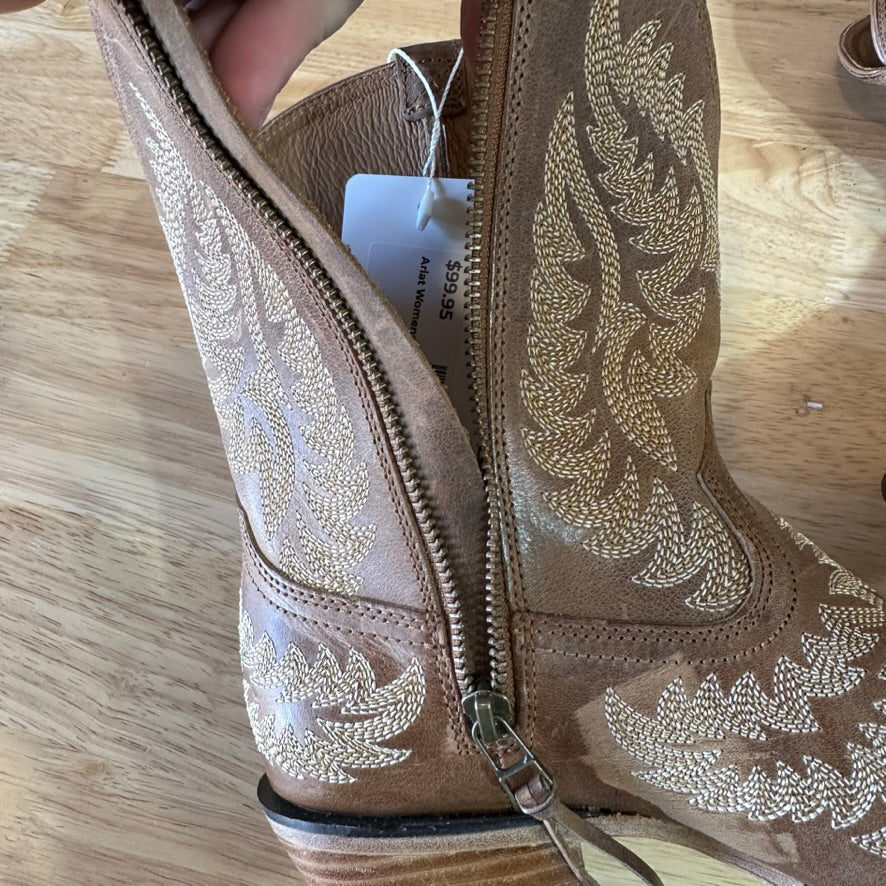 ARIAT Women's Cate Shades of Grain Leather Boot Size 8 B Brown EUC