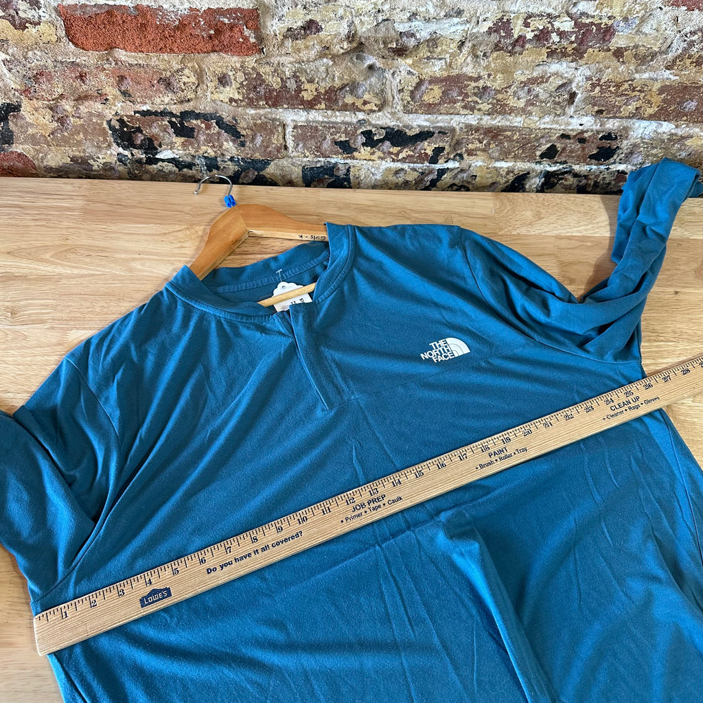 North Face Shirt Mens XXL Blue Hiking Hike Long Sleeve T Shirt 1/4 zip