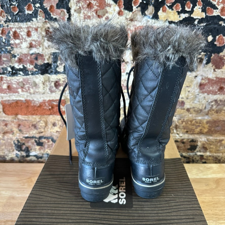 Sorel Tofino Faux Fur Trimmed Leather Lace Up Boots Size 8.5 Black Waterproof
