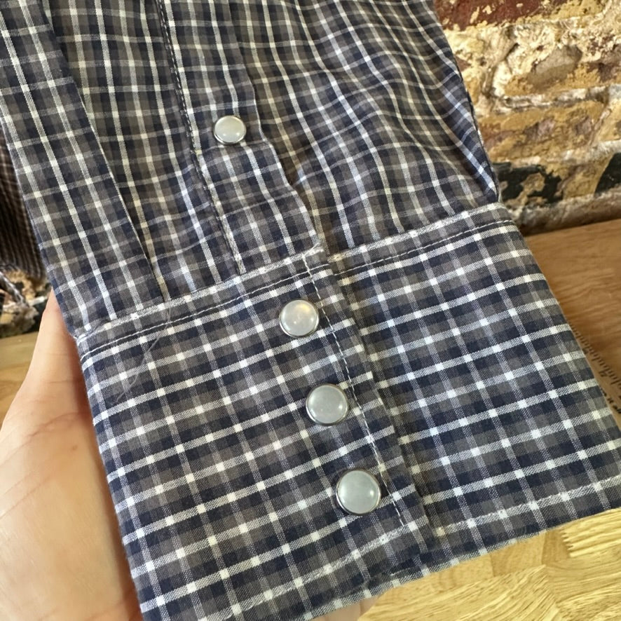 Panhandle Slim Large Shirt Button Down Long Sleeve Blue Western Gray Plaid
