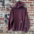 Carhartt Men's Large Sleeve Logo Hoodie Loose Fit Workwear Purple
