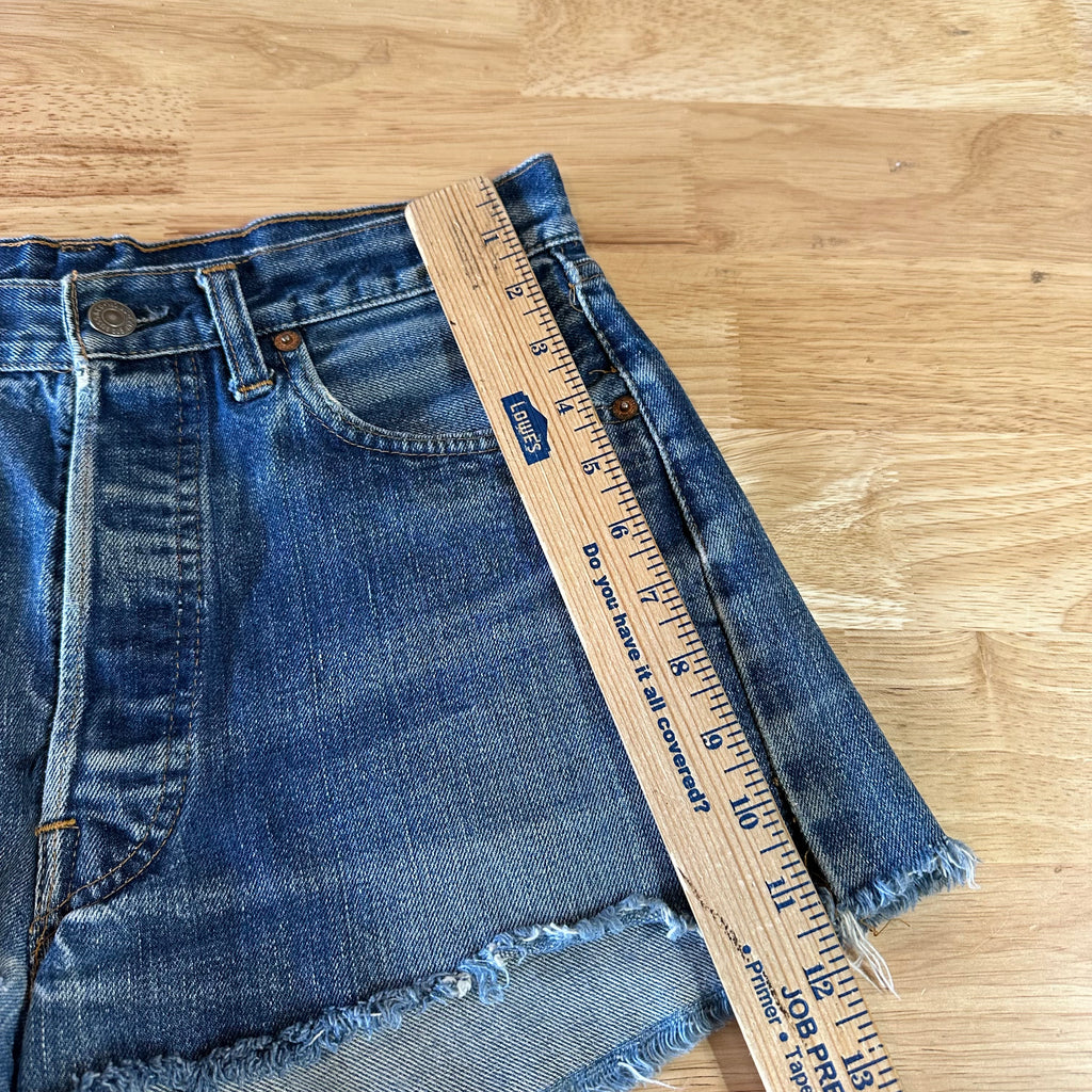 Levi's Cut Off Denim Blue Jean Shorts Womens 30 Distressed - 29x2" inseam