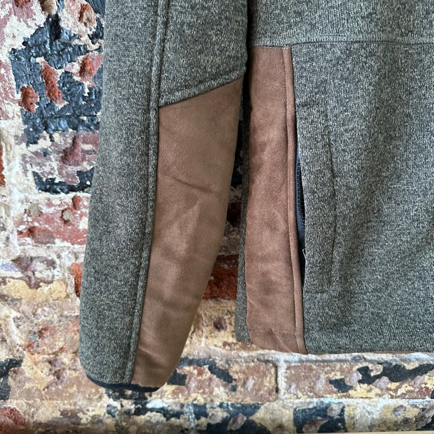 Cowboy Legend Jacket Mens XL Ranch Western Knit Green Brown lined contrast