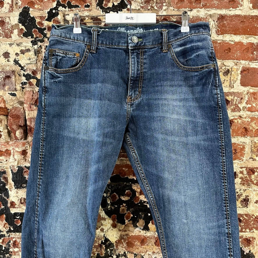 Wrangler Jeans Mens 36x32 Blue Retro Slim Straight Denim Western Cowboy