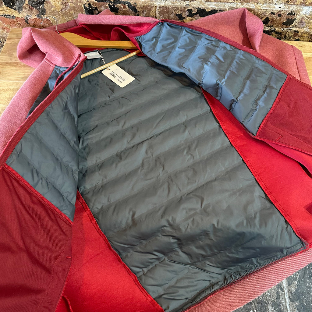 Columbia Men's Northern Comfort II Hoodie Jacket Red Gray Quilted Full Zip LT