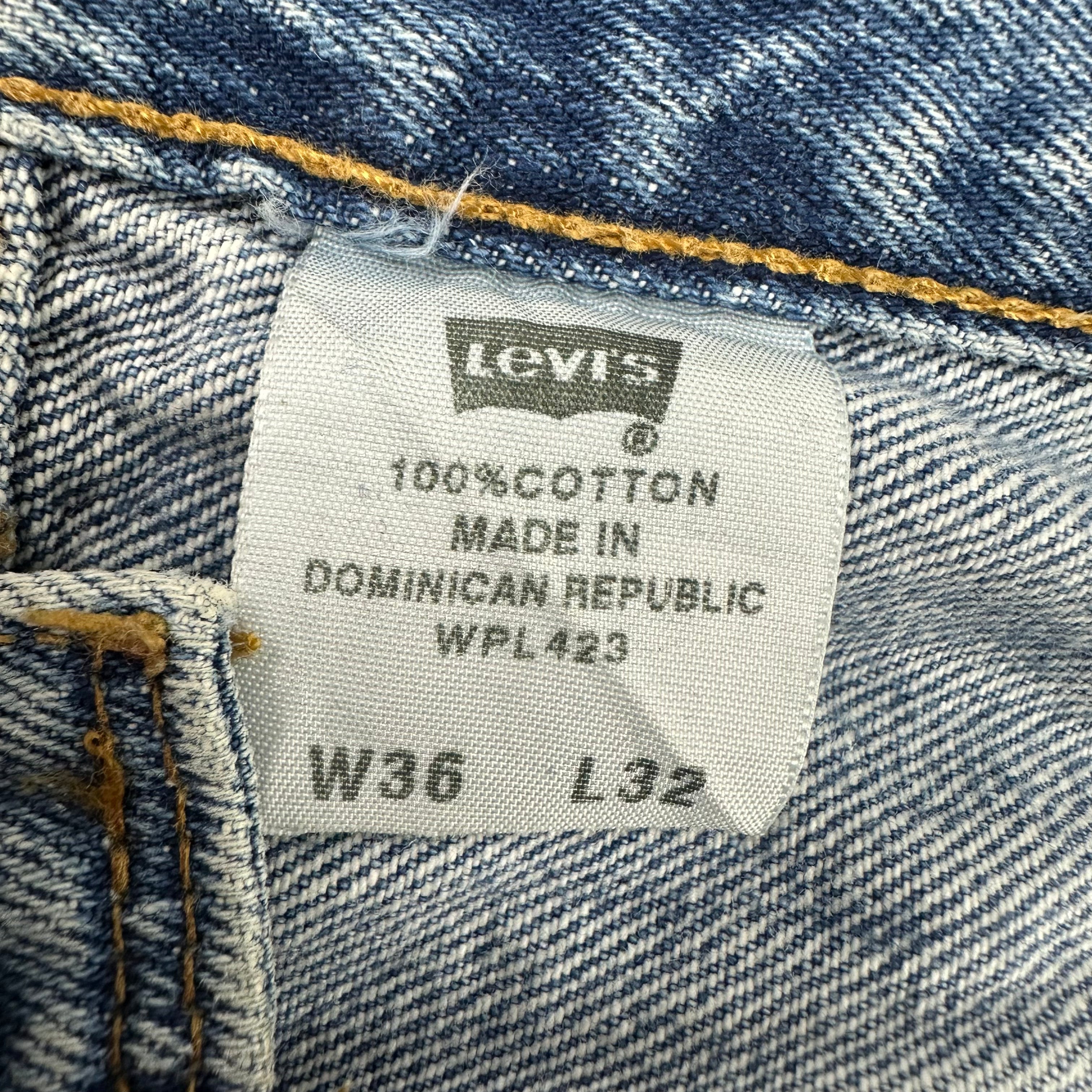 Levis 501 Jeans Mens 36x32 Straight Leg Button Fly Blue Denim