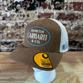 Carhartt Force Twill Mesh-Back Hamilton SnapBack Trucker Hat White Brown New