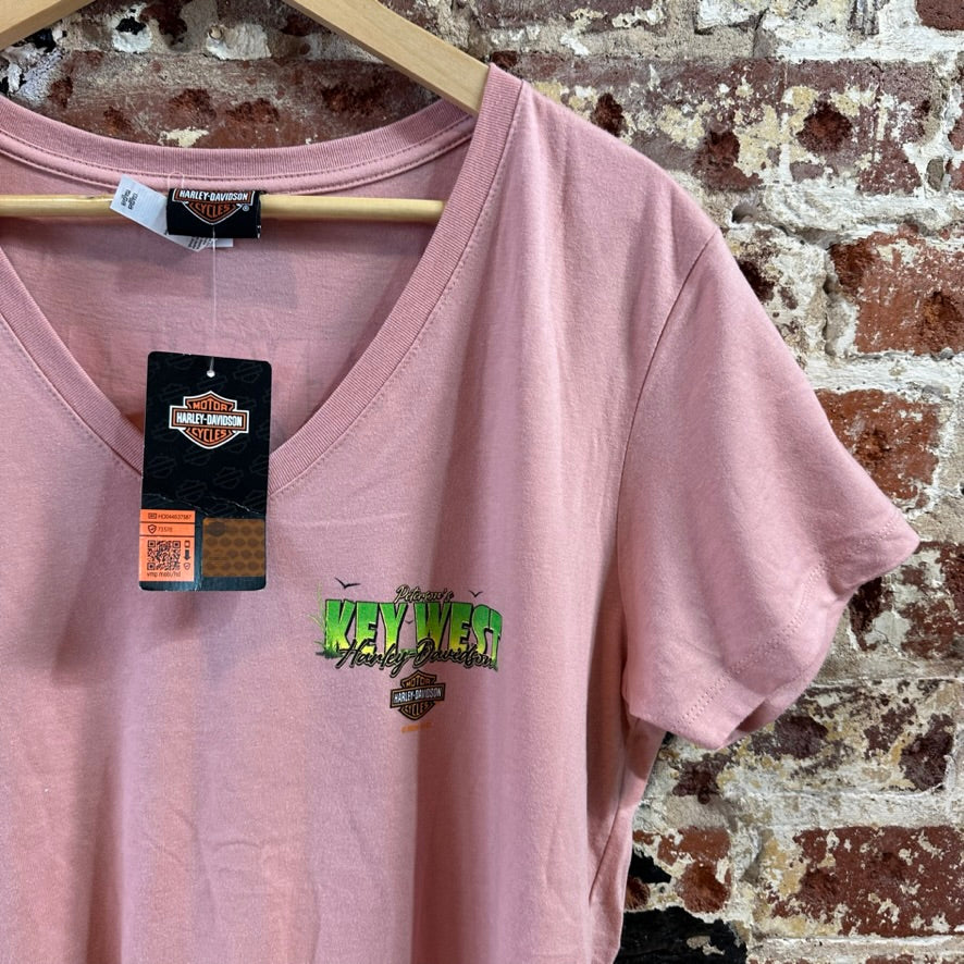 Harley Davidson Women's 2XL Short Sleeve Pink T-Shirt V-Neck NEW