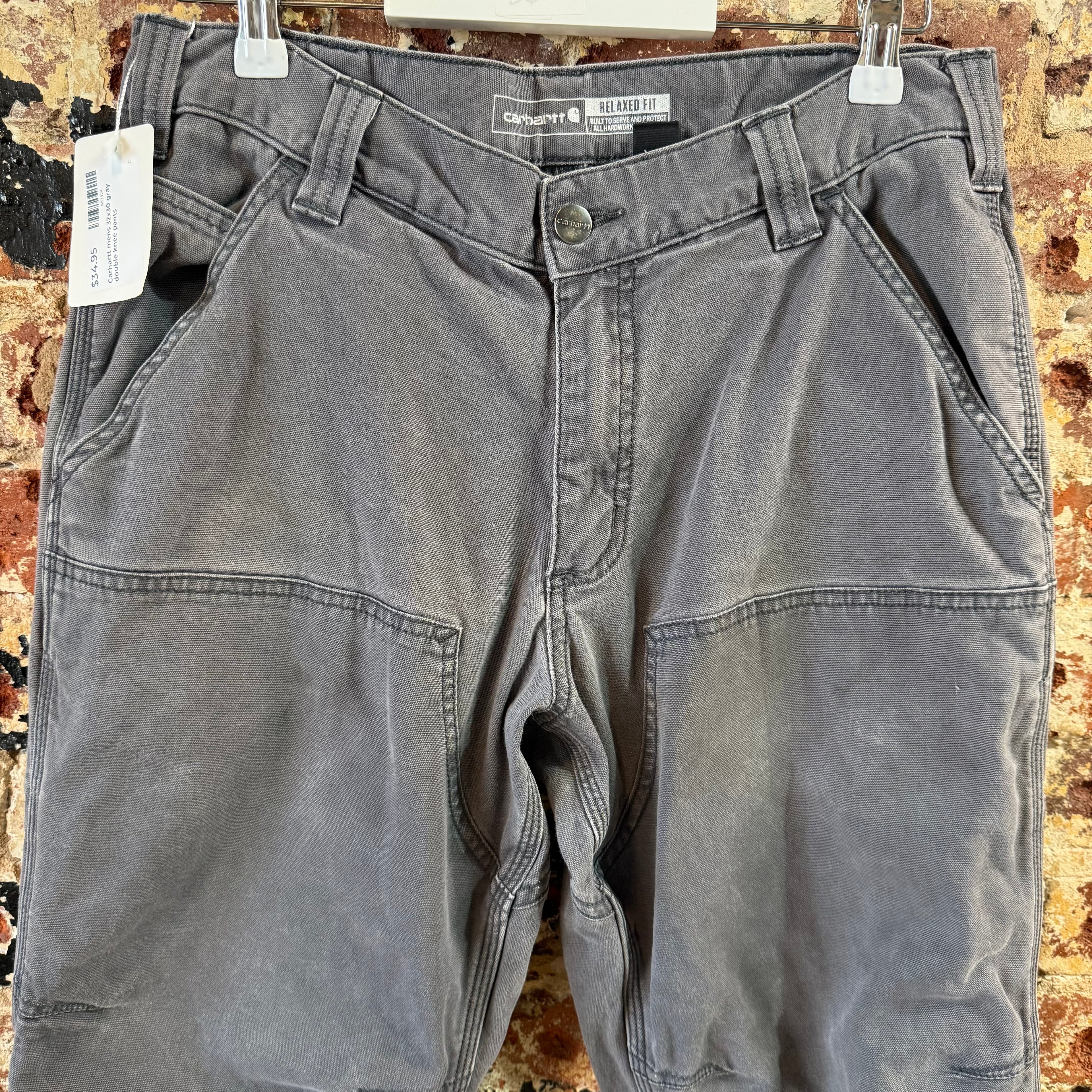 Carhartt Double Knee Gray Pants Mens 32x30