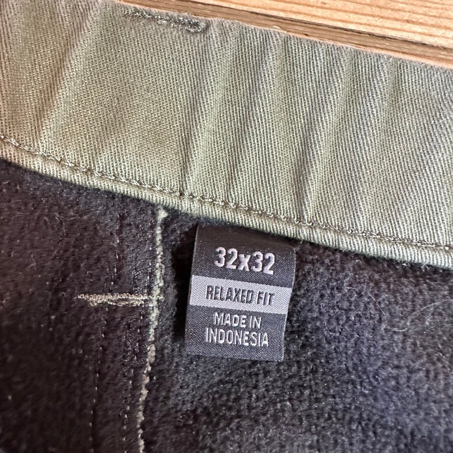 Carhartt Mens 32x32 Green Fleece Lined Pants