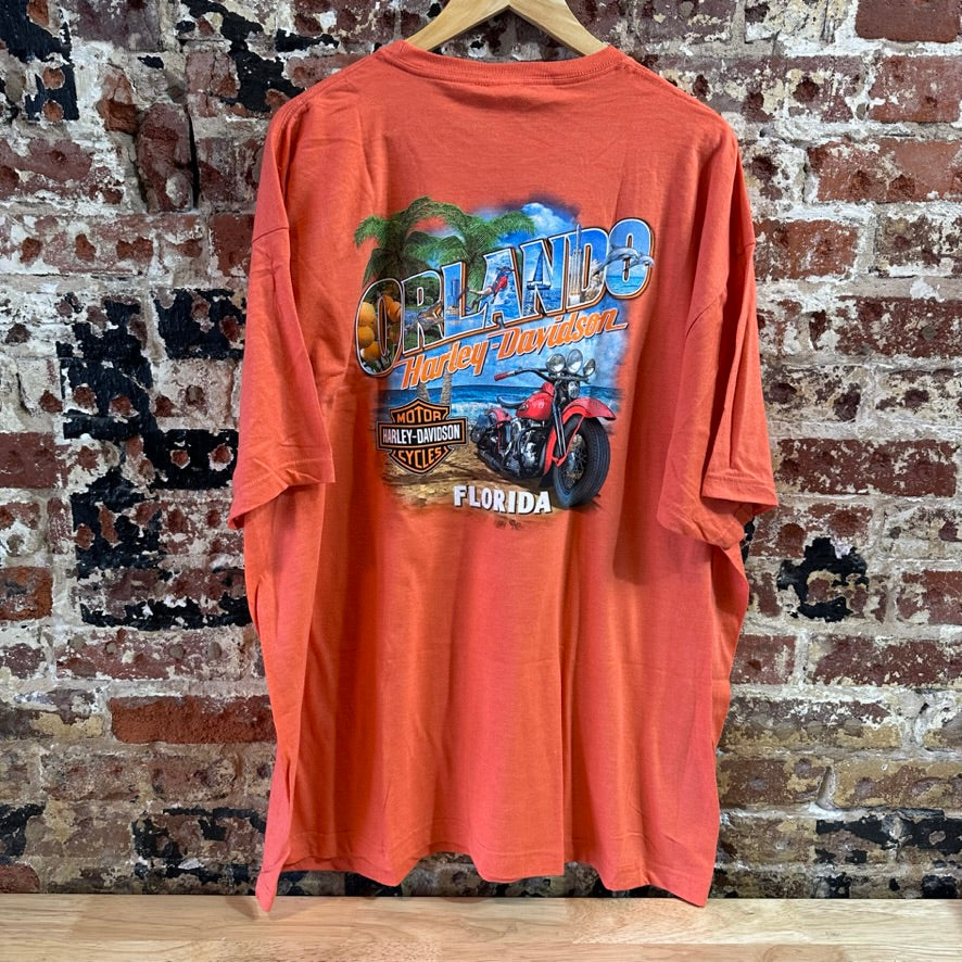 Harley Davidson Men's 3XL Short Sleeve Orange T-Shirt NEW
