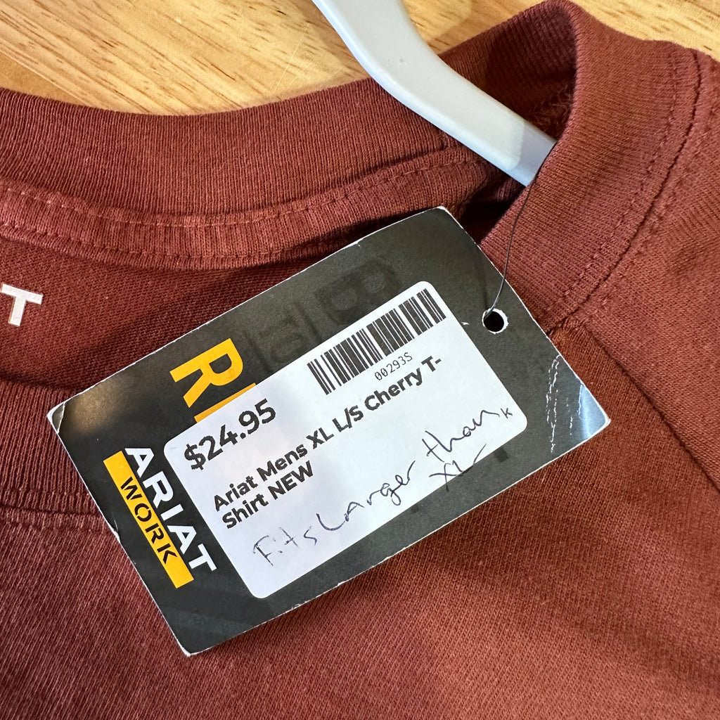 Ariat Rebar Men's XL L/S Cherry T-Shirt NEW