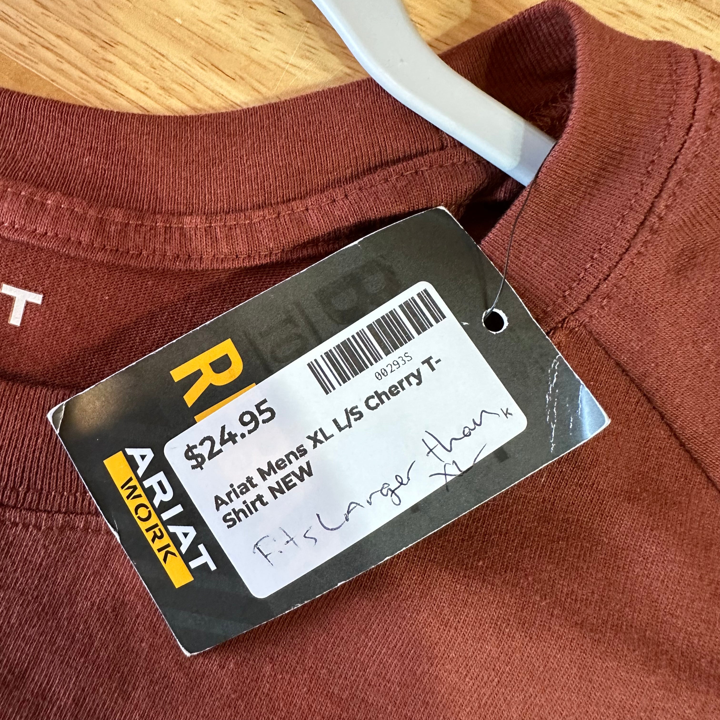 Ariat Rebar Men's XL L/S Cherry T-Shirt NEW