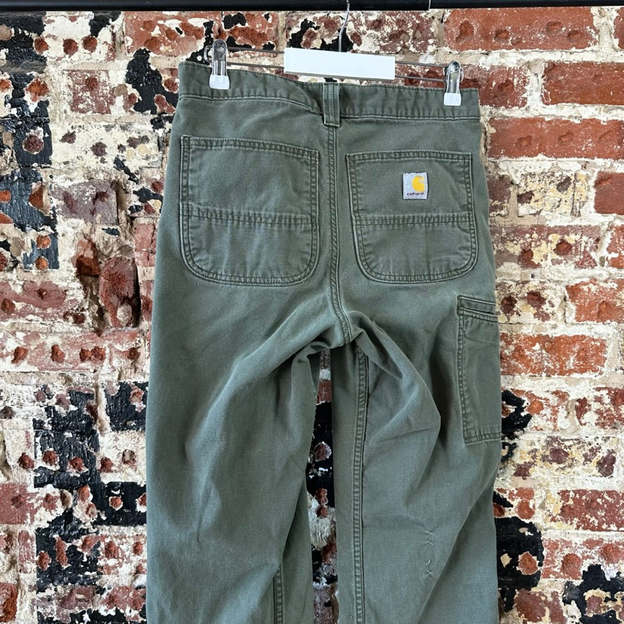 Carhartt Relaxed Fit Pants green rugged canvas work Mens 31x32 MOS