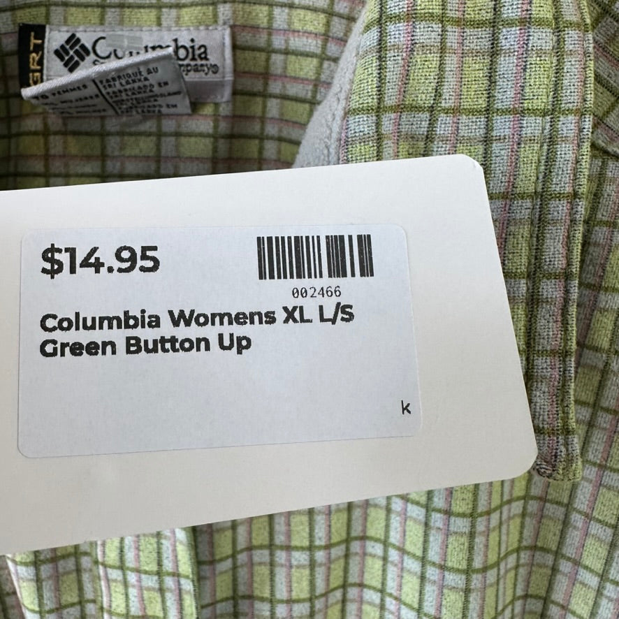 Columbia GRT Womens XL Long Sleeve Casual Shirt Button Up Green