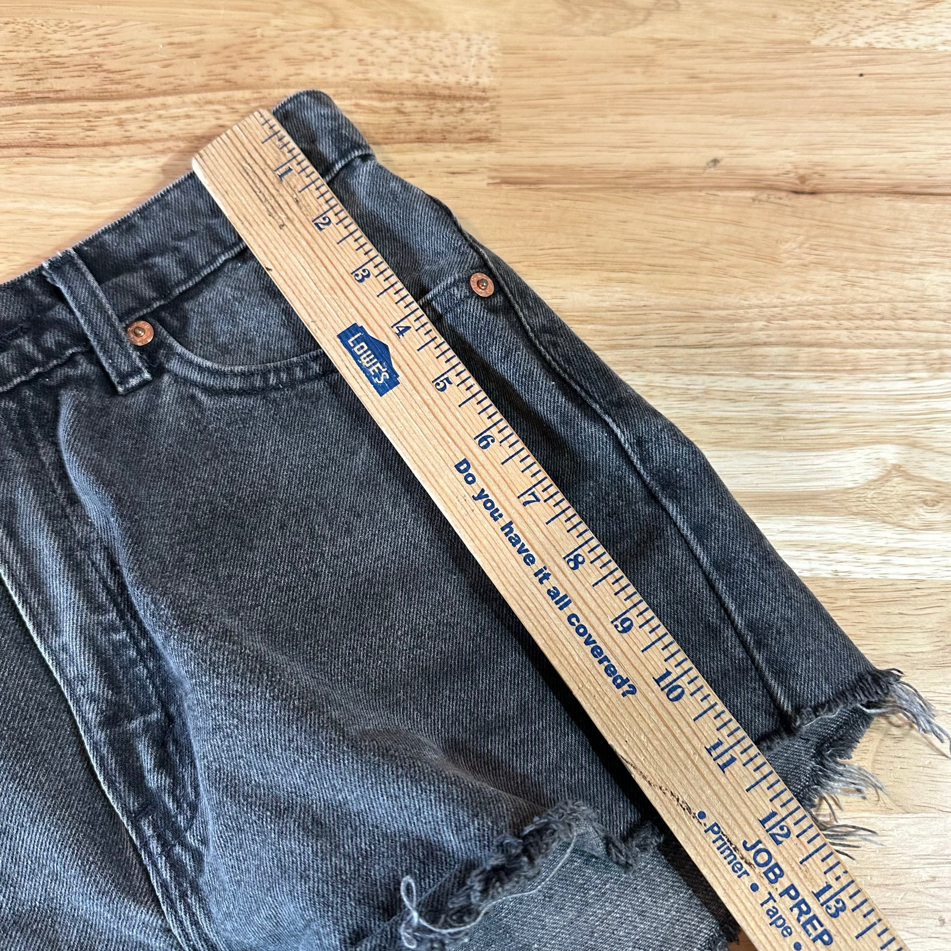Levi's Cut Off Black Denim Jean Shorts Womens 26 Distressed
