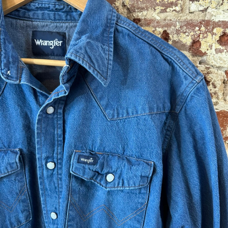 Wrangler Men's 17.5x36 Blue Western Shirt
