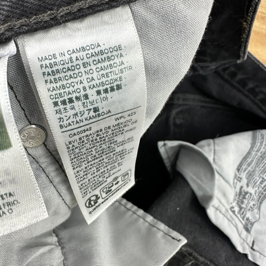 Levi's Cut Off Denim Black Jean Shorts Womens 32 Distressed - 33x2"