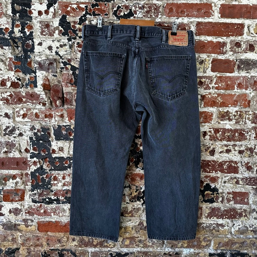 Levis 505 Jeans Mens 38x30 Regular Zip fly Faded Black denim Levi's