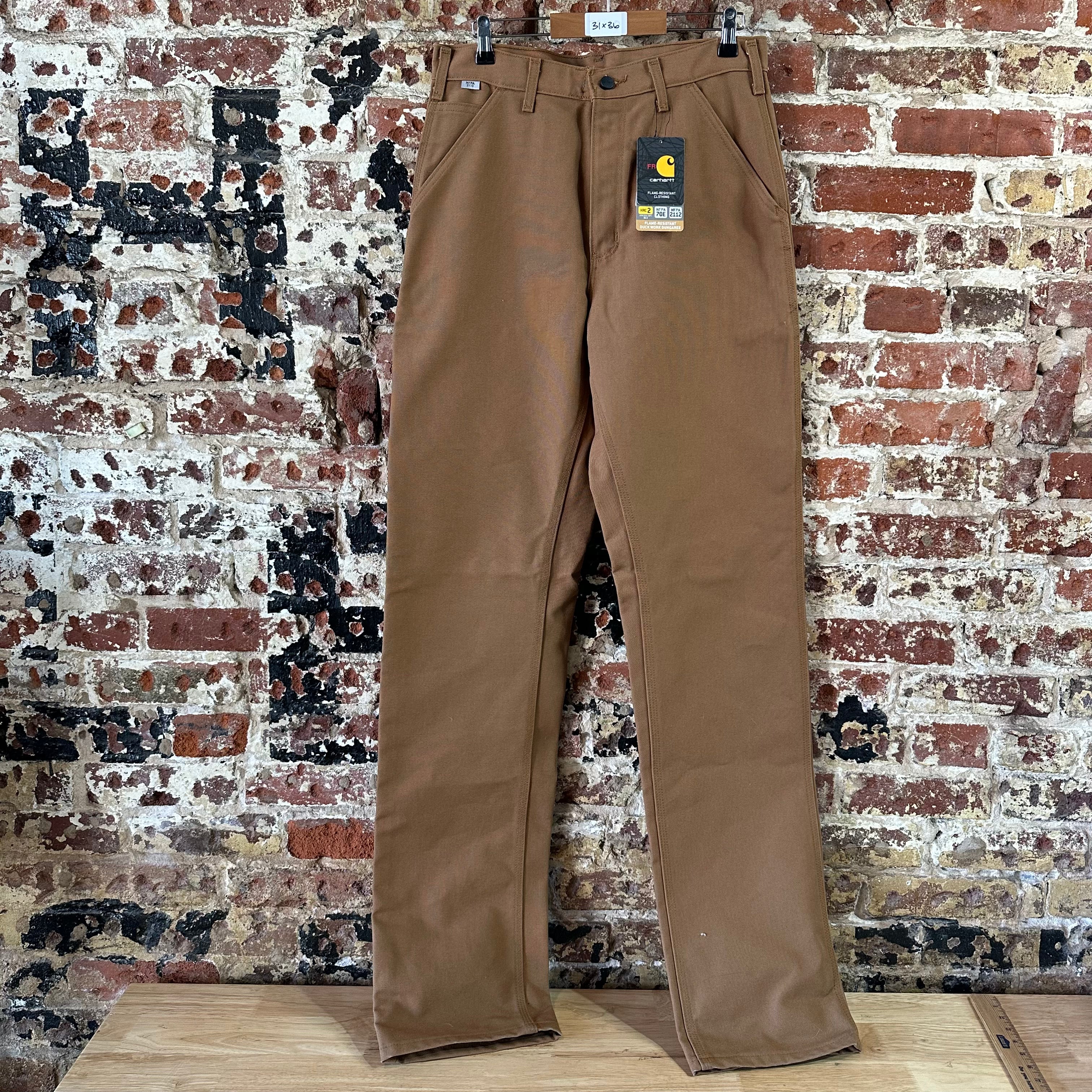 Carhartt FR Flame Resistant Work Duck Canvas Pants Mens 31x36 FRB229 Brown New