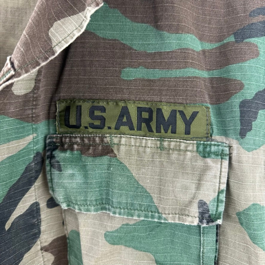 US Army Jacket Mens Large Short Woodland Combat Coat Shirt