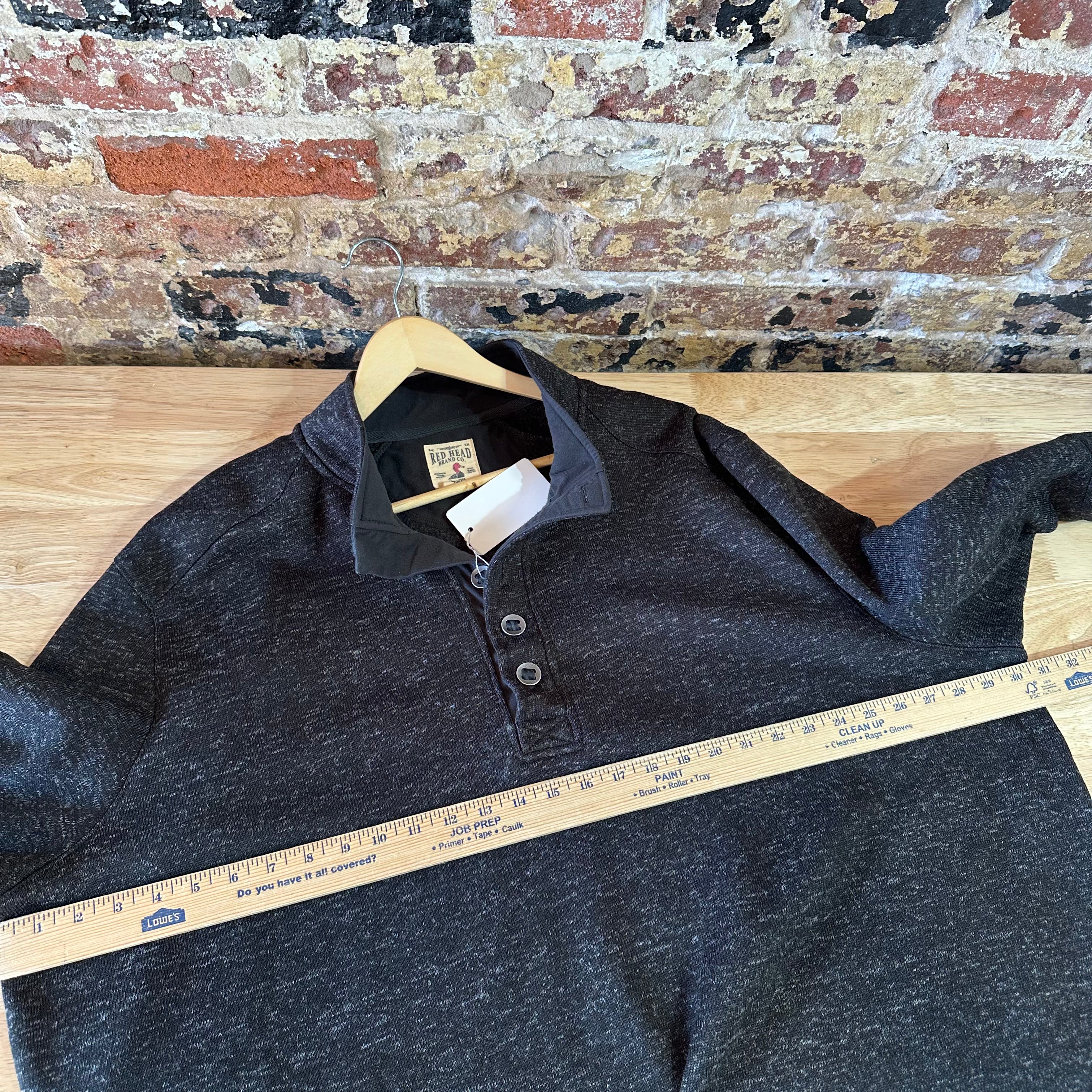 Red Head Pullover Sweater Mens 4XL Brown 1/4 Button Heathered Knit Fleece