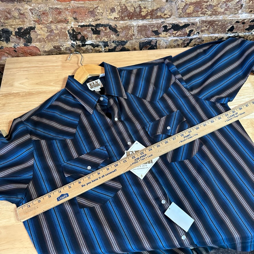 VTG Ely Cattleman Men's Large Tall Blue Western Shirt NEW