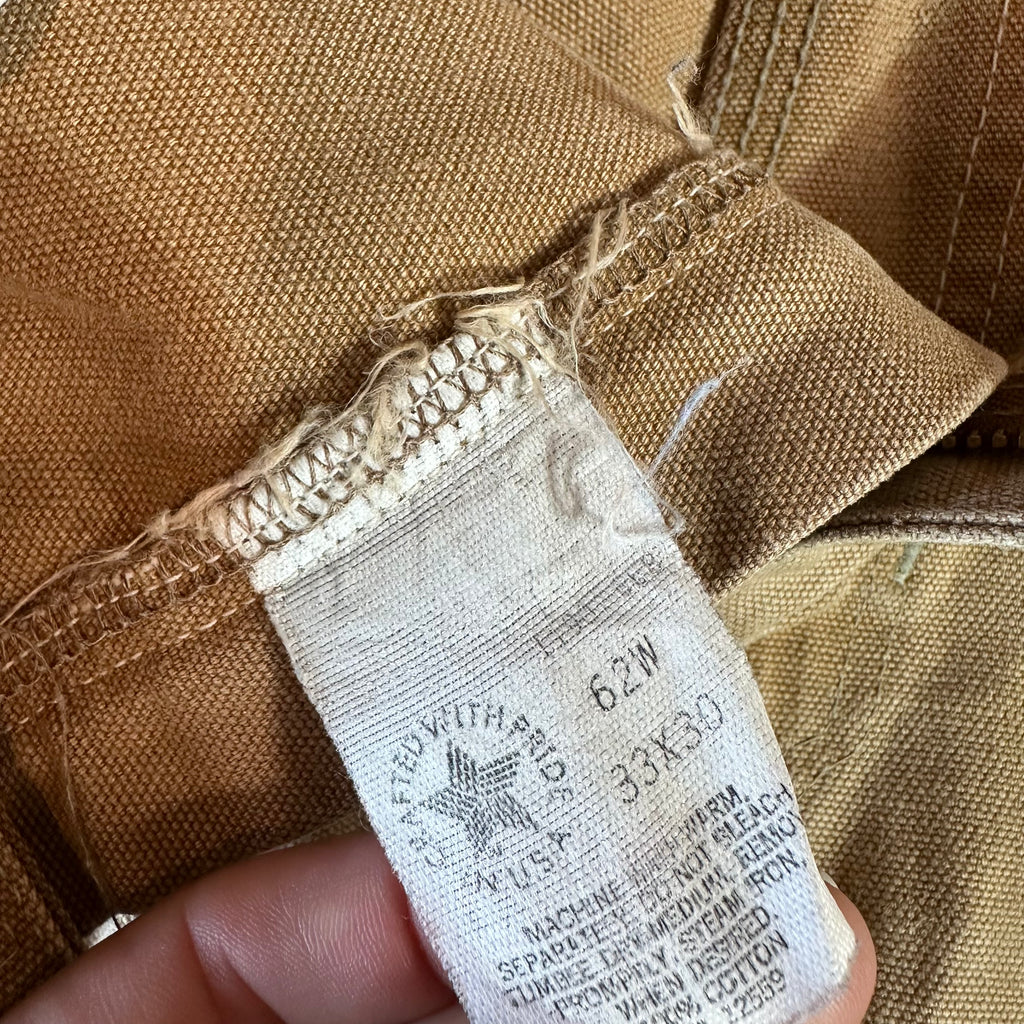 VTG Carhartt 62W Brown Mens 33x30 Double Knee Pants