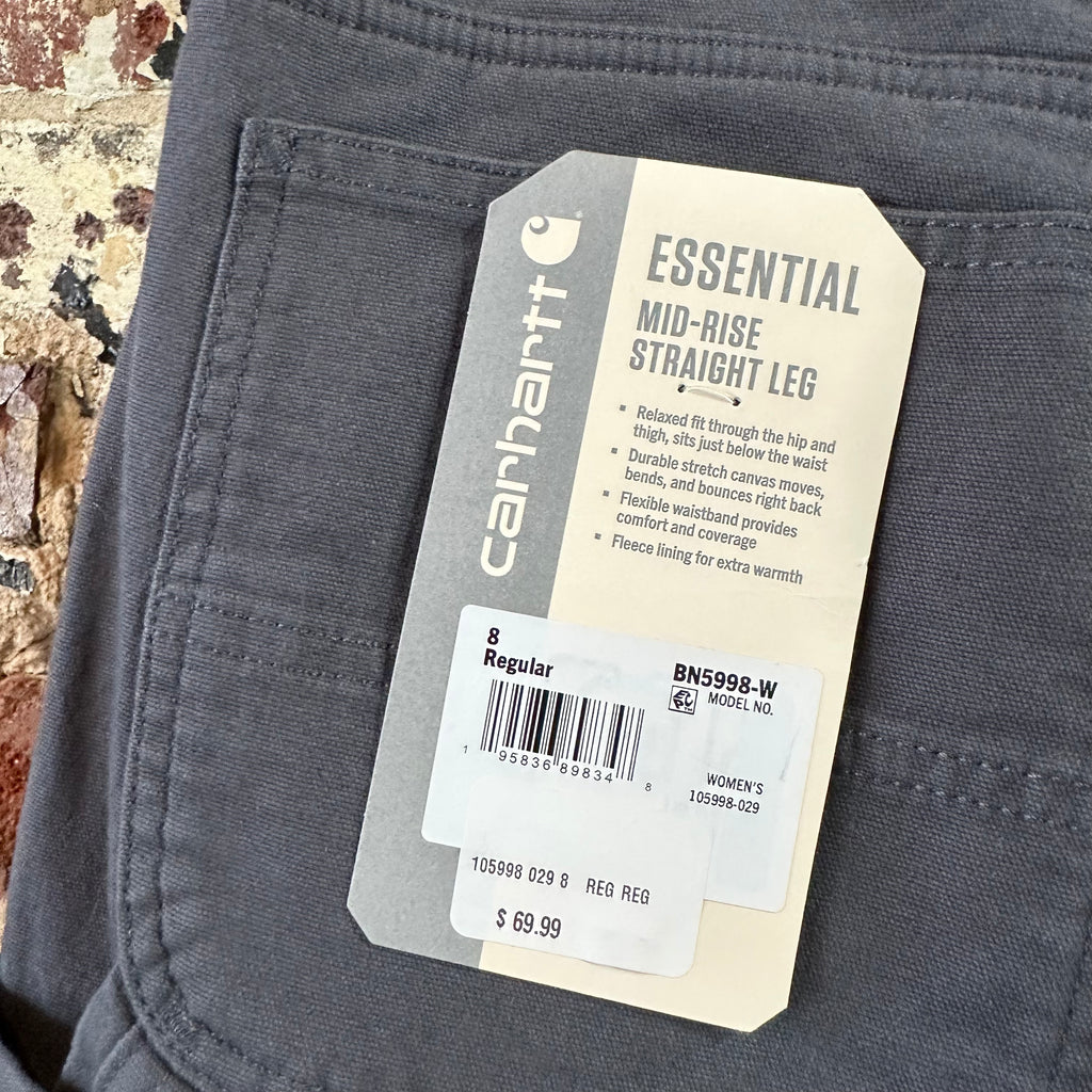 Carhartt Womens 8 Gray Lined Essential Pants NEW
