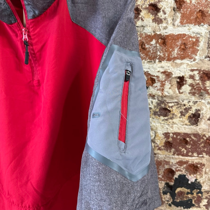 Holloway Warm Up Jacket Shirt 1/4 Zip Men's Red Gray 3XL Pockets short sleeve