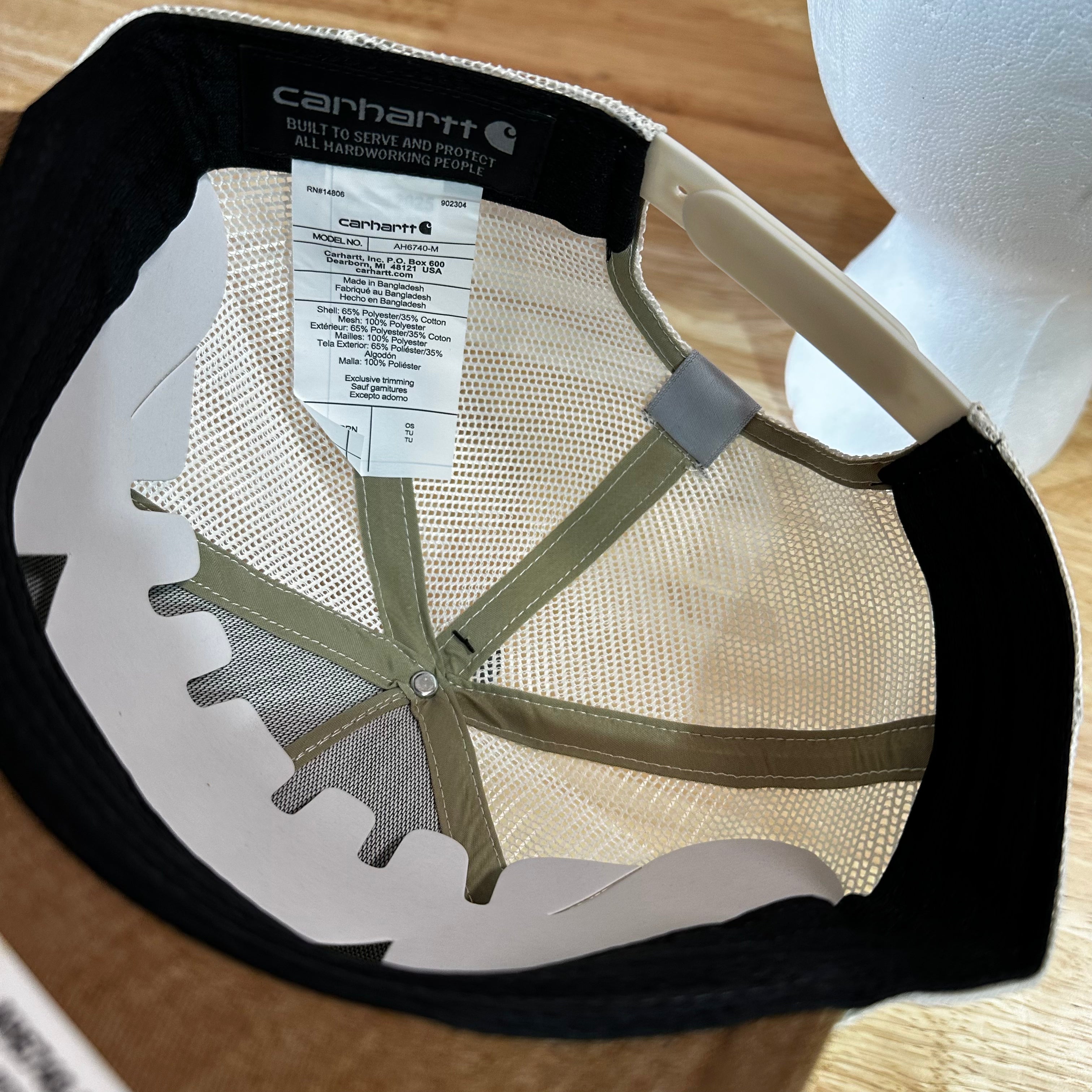 Carhartt Force Twill Mesh-Back Hamilton SnapBack Trucker Hat White Brown New