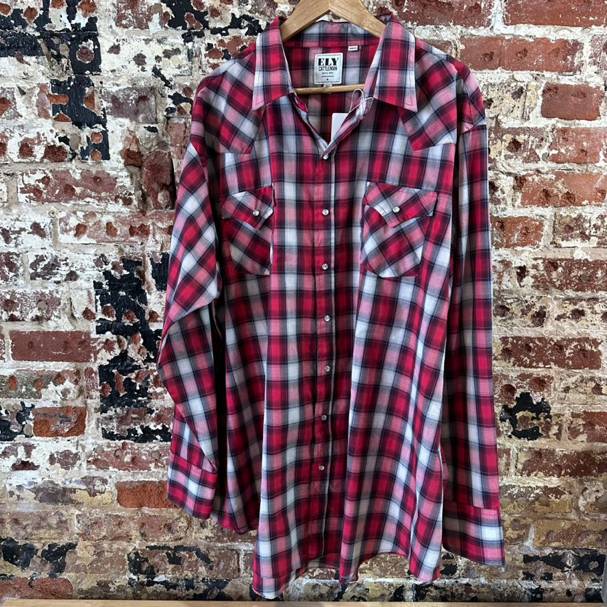 Ely Cattleman Mens 3XL Tall Pearl Snap Western Shirt