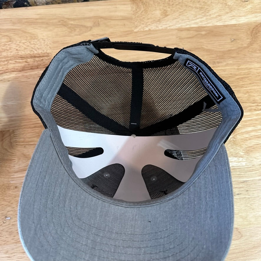 Ariat Mens Gray Black Flag Logo Patch Adjustable Snapback Cap Hat NEW