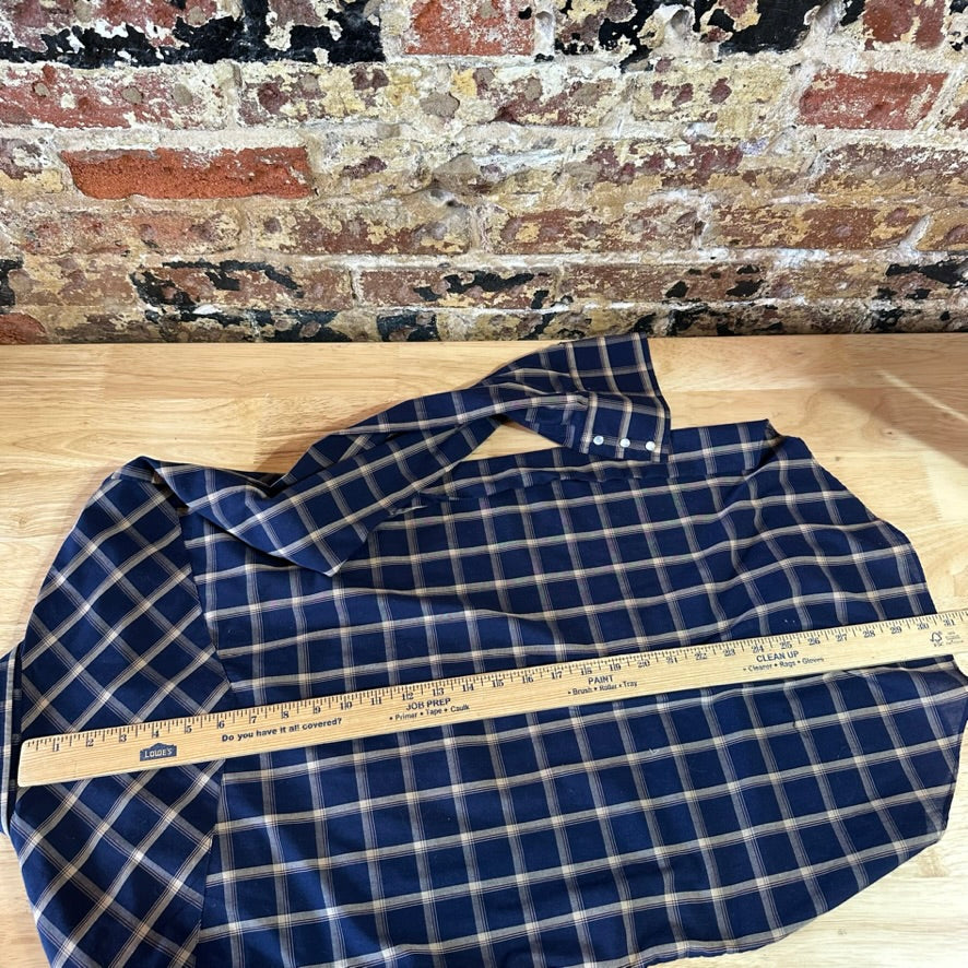 Plains Button Up Shirt Mens Small Western Long Sleeve Blue