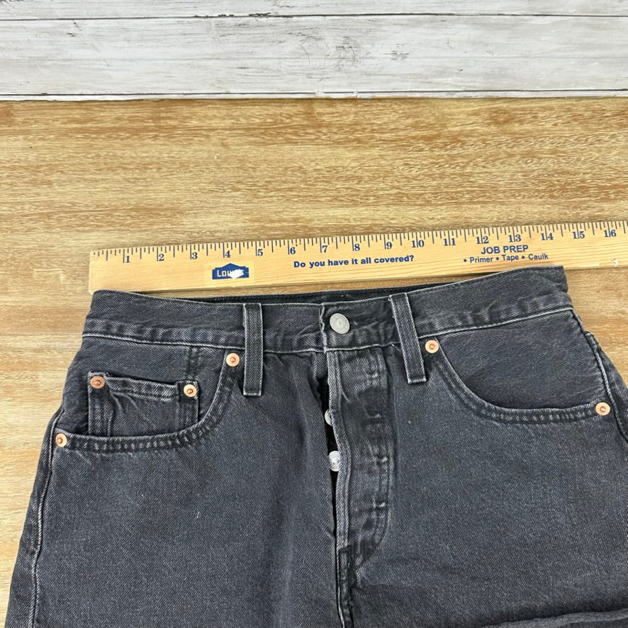 Levi's Cut Off Denim Black Jean Shorts Womens 27 Distressed - 28x2"