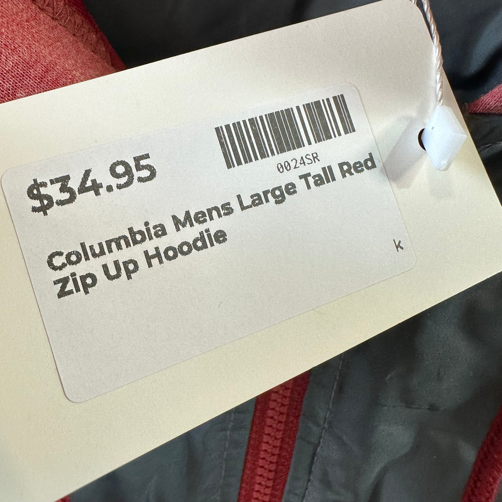 Columbia Men's Northern Comfort II Hoodie Jacket Red Gray Quilted Full Zip LT