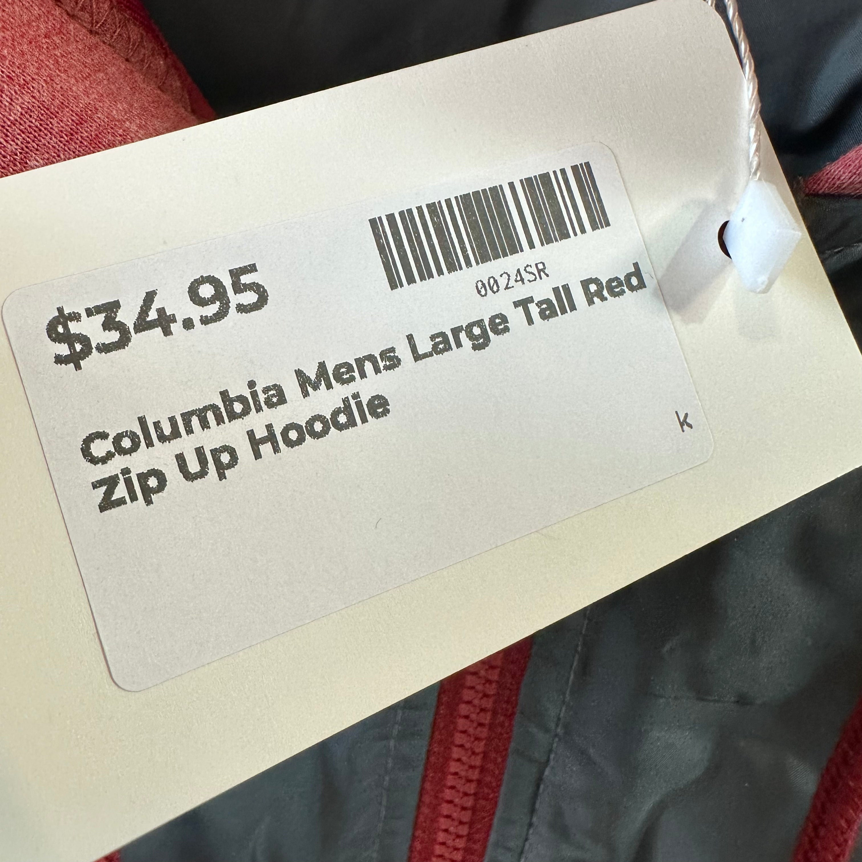 Columbia Men's Northern Comfort II Hoodie Jacket Red Gray Quilted Full Zip LT