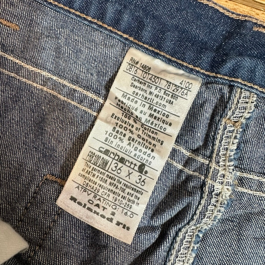 Carhartt FRB100 Blue Jeans Mens 36x36 FR Flame Resistant Denim