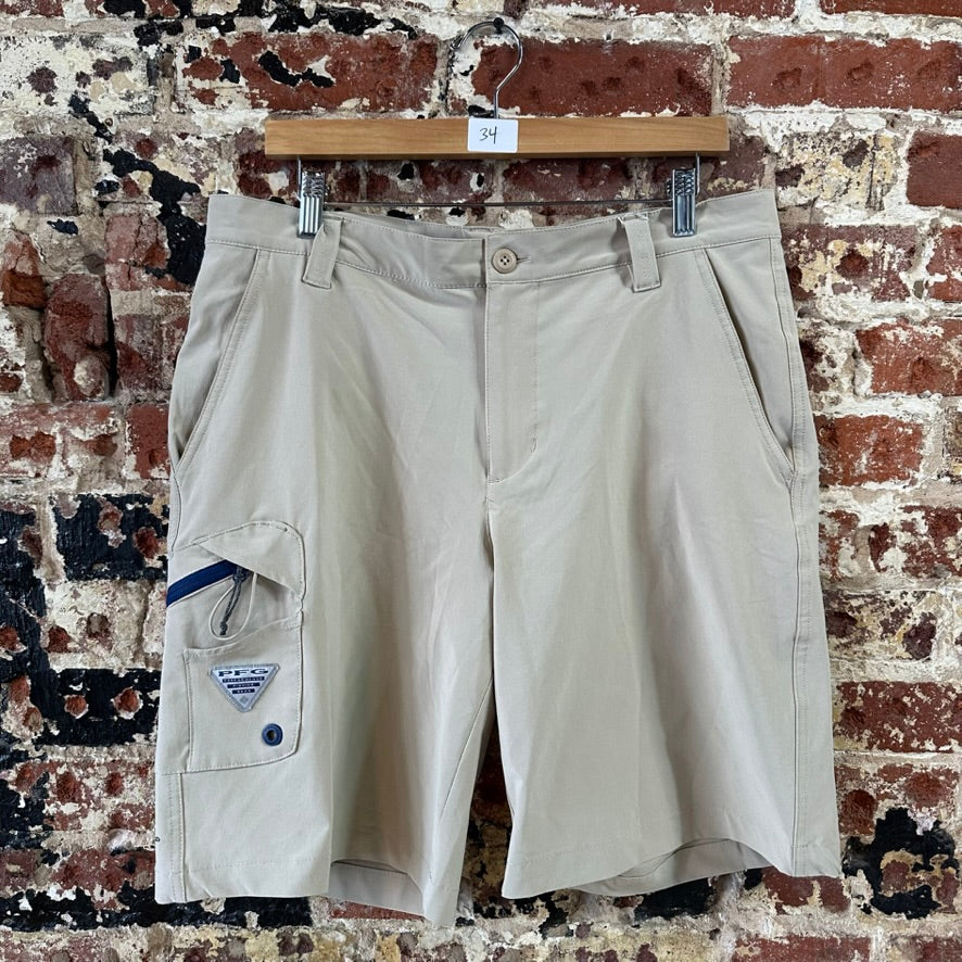 Columbia PFG Shorts Mens 34 Tan Fishing Outdoor Hiking 9.5" inseam