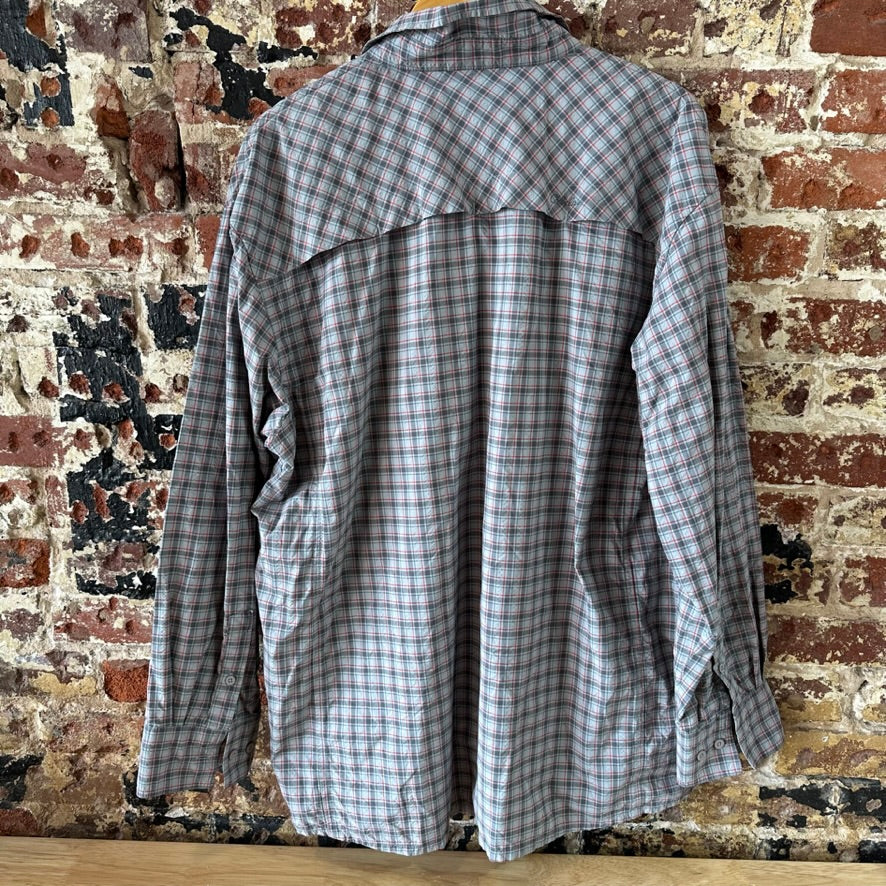 Cabela's Shirt Mens XL Long Sleeve Button Vented Gray Plaid Outdoor